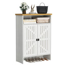 Modern Minimalist MDF Shoe Cabinet with Sliding Door Design - White