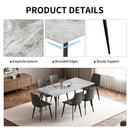 Dining Table with Sintered Stone Tabletop and Metal Legs, 63' Rectangular Modern Kitchen & Dining Room Table With 4 Dining Chairs
