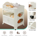 Eco-Friendly HDPE Baby Diaper Changing Table with Removable Safety Belt and Easy-Clean Surface, White, 33.86' x 24.02' x 41.34'