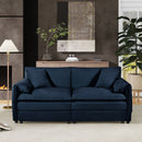 Oversized Chenille Loveseat Sofa, Modern Comfy Deep Seat Love Seat, DIY Combination, Blue
