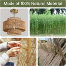 Boho Rattan Chandelier Handwoven Pendant Light Natural