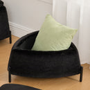 Upholstered 2-Piece Storage Ottoman Set with Metal Legs, Faux Fur, Black, 29.9' Wide
