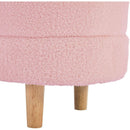 2-Pieces Bedroom Sets Twin Size Flower-Shaped Upholstered LED Platform Bed with Storage Ottoman-Sherpa Fabric, Pink