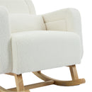 Accent Rocking Chair with Curved Back & Pillow, Ultimate Comfort for Your Home, Teddy Velvet, Cream White