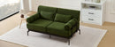 Modern Loveseat Sofa 2-Seater with USB Ports, Cylindrical Armrests, Green Chenille, 59 Inch