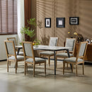 French Country Dining Chairs Set of 6 - Elegant Cane Back & Upholstered Seats - Rustic Grayish Green Solid Rubberwood