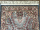 Turkish Silk Runner Rug 2.6 x 13, Blue Runner Rug, Dome Design, Bamboo Silk, New