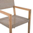 Outdoor Dining Chairs Set of 2, Light Teak Acacia Wood Frame and Multi Light Brown PE Wicker, Ideal for Patios, Gardens