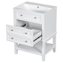 24' Bathroom Vanity With Sink, Bathroom Storage Cabinet with Drawer and Open Shelf, Solid Wood Frame, White (Old Sku:SY999991AAK)