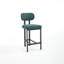 Bar Stools Set of 2, 26 inch Modern Upholstered Fabric Counter Height Barstools, Kitchen Island Chairs with Black Metal Legs for Dining Room/Kitchen Island/Bar