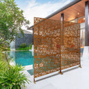 Outdoor & Indoor Privacy Screen Metal Privacy Screen 76' H×48' W, Freestanding Decorative Privacy Screen for Deck Balcony Patio, Privacy Fence Panels for Outside Lawn Garden PS120 BROWN