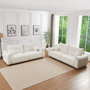 Lamb's wool 2-seater cushion sofa 90" comfortable sofa for living room Bedroom and other casual spaces Lamb's wool sofa with 2 cushions and 2 ball pillows. (BEIGE)two sets