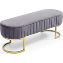 Bench Bedroom Bench, Velvet Oval Upholstered End of Bed Bench with Golden Metal Legs, 48" Modern Storage Ottoman Bench for BedroomLiving Room, Entryway Window, Grey