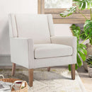 Beige Wingback Chairs With Wood Legs For Living Room