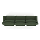 Elegant Three-Seater Sofa with Lumbar Pillow, Ergonomic Chenille Upholstery, Wooden Base, Green