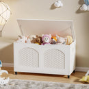 White Wooden Storage Bench On Wheels