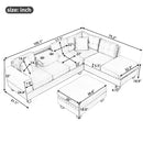Modern Sectional Sofa with Storage Ottoman, L-Shape Couch with 2 Pillows and Cup Holders, Gray Velvet, 105 inch