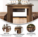 Rustic Brown Solid Wood Dining Table 46x30 Seats 4