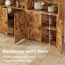 Industrial Bookshelves With Doors 5 Shelf Floor Standing