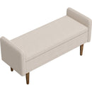 Teddy velvet storage stool, ,with storage space, suitable for apartments, living rooms and bedrooms-BEIGE(45.98'*16.75'*21.75')