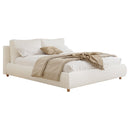 Queen Size Upholstered Platform Bed with Two Removable Pillow Headboard,Boucle Fabric,White