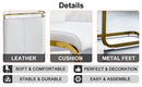 Table and chair set.Large modern rectangular table with 0.4 inch patterned glass tabletop and large MDF table legs.Comes with 8 chairs with faux leather cushioned seats and golden metal legs.