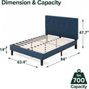 Omkaram Navy Upholstered Platform Bed Frame No Box Spring