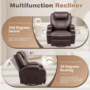 Dark Brown 360 Degree Swivel Recliner Chair With Massage