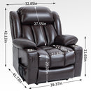 Dual Motor Infinite Position Up to 350 LBS Leatherair Power Lift Recliner Chair, Heavy Duty Motion Mechanism with 8-Point Vibration Massage and Lumbar Heating, Stainless steel Cup Holders, Brown