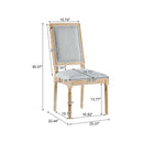 French Country Dining Chairs Set of 2 - Elegant Cane Backrest & Upholstered Seats - Grayish Green Solid Rubberwood Frame