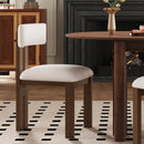 Mid-Century Modern 7-Piece Dining Set with Upholstered Armless Dining Chairs and Natural Wood Table