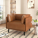 39" Vintage Brown Faux Leather Lounge Chair with Polyester and PU Leather Upholstery, Solid Wood Frame and Steel Legs, Perfect for Living Room, Bedroom, or Office
