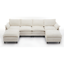 [NEW ARRIVED]Modular Sofa,U Shaped Cloud Couch Comfy Set ,6-Seater, 2 Armrest Pillows, Convertible Sectional  Couch, Living Room,Apartment, Chenille(2 Movable Ottoman),Beige