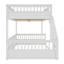 Full XL over Queen Bunk Bed with Ladder and Guardrails, White