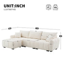 [VIDEO] 110' Modular Sectional Sofa, L Shape with Extra-large Seat, Pull-line Design, Movable Ottoman, High Density Foam, Free Combination, Sturdy Metal&Wood Frame, Boucle Fabric, 3 Colors