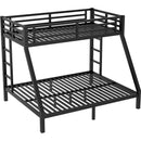 Metal Twin XL over Queen Bunk Bed for Teens and Adults,Space-Saving/Noise Reduced/No Box Spring Needed,Black