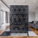 Outdoor & Indoor Privacy Screen Metal Privacy Screen 76' H×48' W, Freestanding Decorative Privacy Screen for Deck Balcony Patio, Black Steel