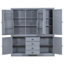 [Assembly Video Provided] TOPMAX 73'' Freestanding Wooden Kitchen Pantry Organizers and Storage Kitchen Cabinet with Drawers Cupboard with Door Shelves and Adjustable Shelves for Dining Room, Gray