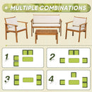Acacia Wood 4 Piece Patio Conversation Set With Cushions