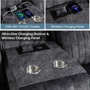 Grey Power Reclining Sofa With Zero Gravity USB Ports