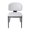 Modern PU Leather Upholstered Dining Chairs Set of 2, White, Metal Legs, 21x24.75x32 inches