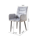 Modern Velvet Dining Chairs 2-Piece Set - Soft Cushioned Seats with Iron Frames in Mustard Light Gray
