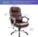 Ergonomic High Back Office Chair Lumbar Brown PU Leather