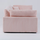 Elegant Pink Corduroy Sofa with Throw Pillows and Backrests for Living Room Leisure