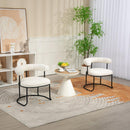 Boucle Dining Chairs Set of 2, Mid-Century Modern Curved Backrest Chair, Round Upholstered Kitchen Chairs (Beige Boucle)