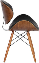 Cassie Dining Chair Black Faux Leather Walnut Wood