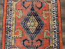 Rare Persian Tribal Runner Rug 3 x 11, Sarab Serab Persian Runner, Antique 1920s Collectible Geometric Medallions Oriental Wool Runner, Hand Knotted, Bright Orange-Red