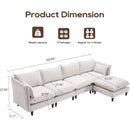 Modular Sectional Sofa,  L Shaped Couch Set for Living Room, 4-Seater Comfy Cloud Couches with Movable Ottoman Beige