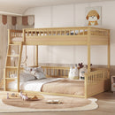 Full XL over Queen Bunk Bed with Ladder and Guardrails, Natural