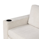 Convertible U-shaped Sectional Sofa with Pull-out Bed, Beige Chenille, 107.1'